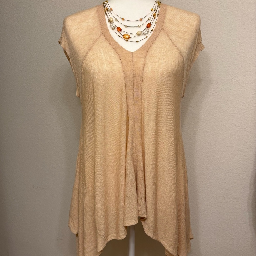 Alberto Makai Linen Fairycore Boho Draped top size XL in Tan Cream